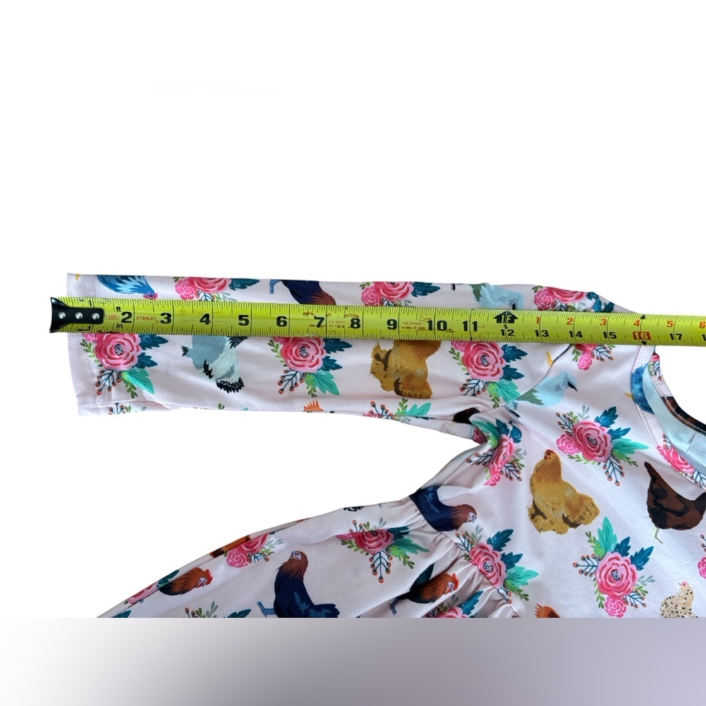 Floral and Chicken Print Kids Dress - Picture 6 of 6